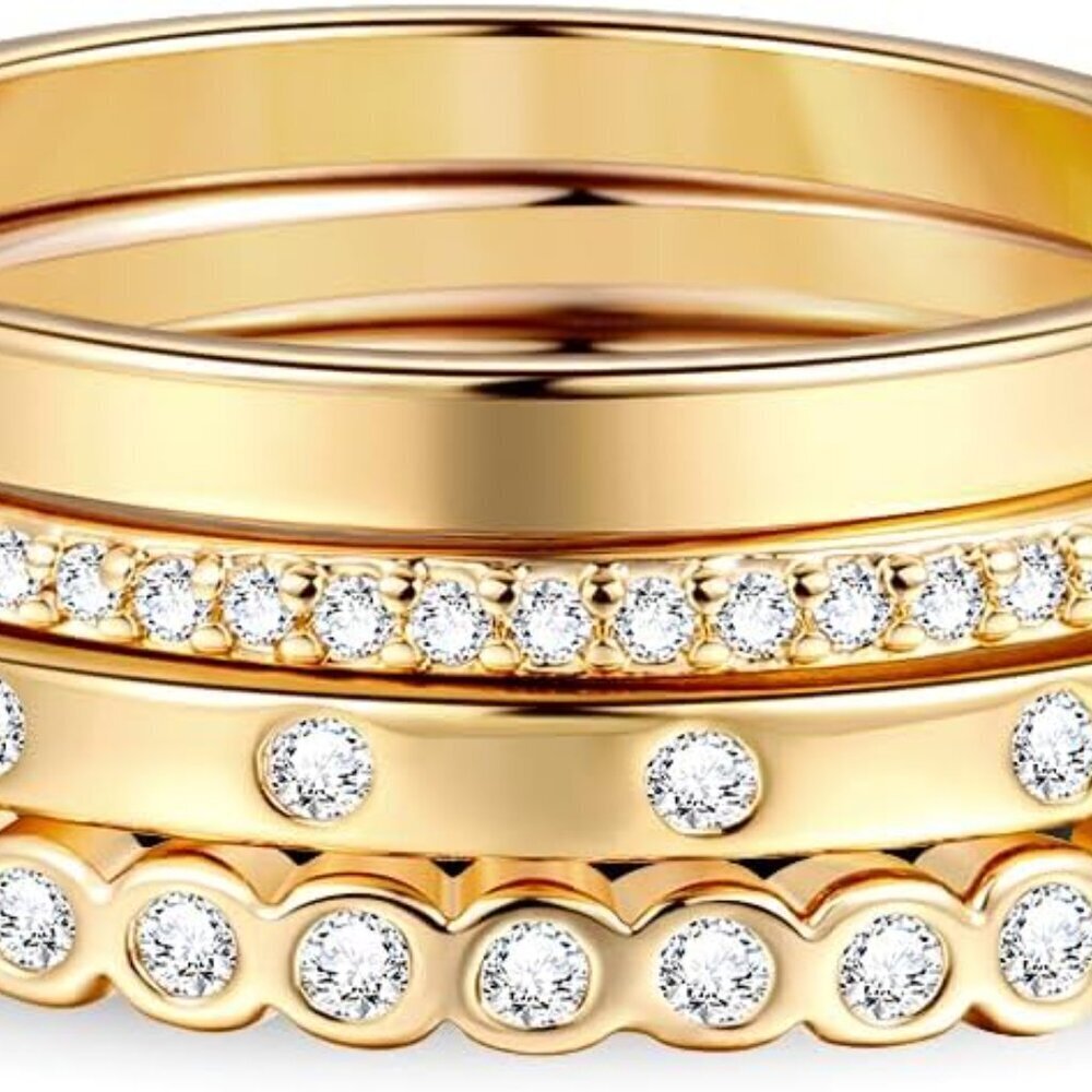 Dainty Gold Rings Set with Cubic Zirconia – Perfect for Stacking & Gifting - Picture 3 of 9